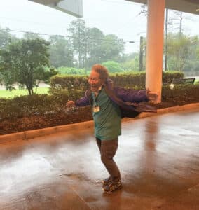 Nurse Cloutier experiencing her first hurricane while on assignment in Lafayette, LA.